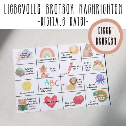 DIGITALE DATEI: 30 Brotdosen-Nachrichten für dein Schulkind