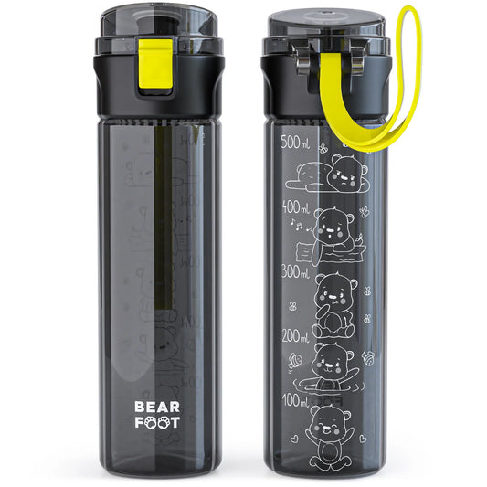 Auslaufsichere Trinkflasche "Bär" mit Stimmungsskala, 500ml
