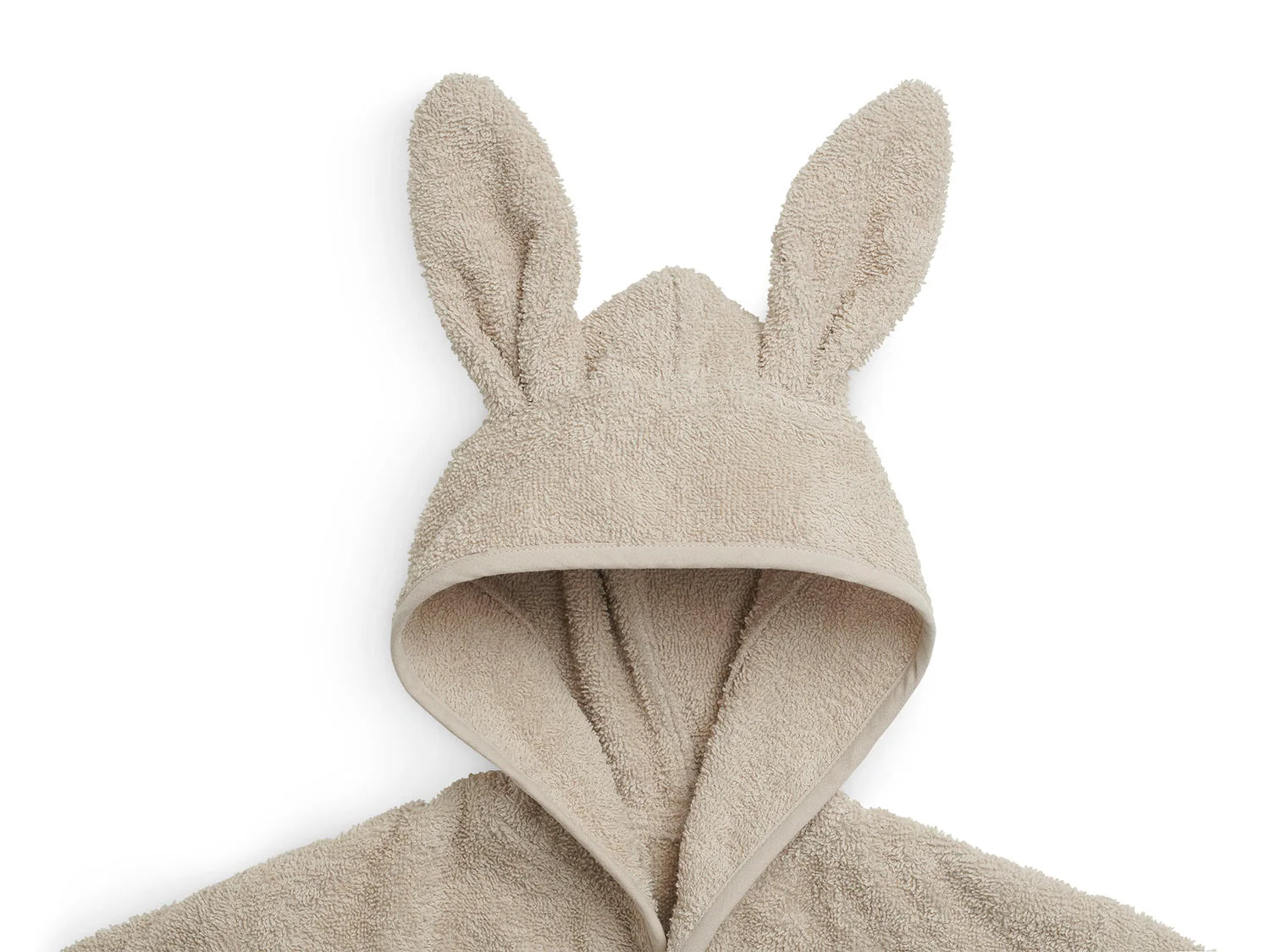 Jollein Baby-Bademantel Frottee nougat beige 1–2 Jahre – Detailansicht Kapuze mit Hasenohren