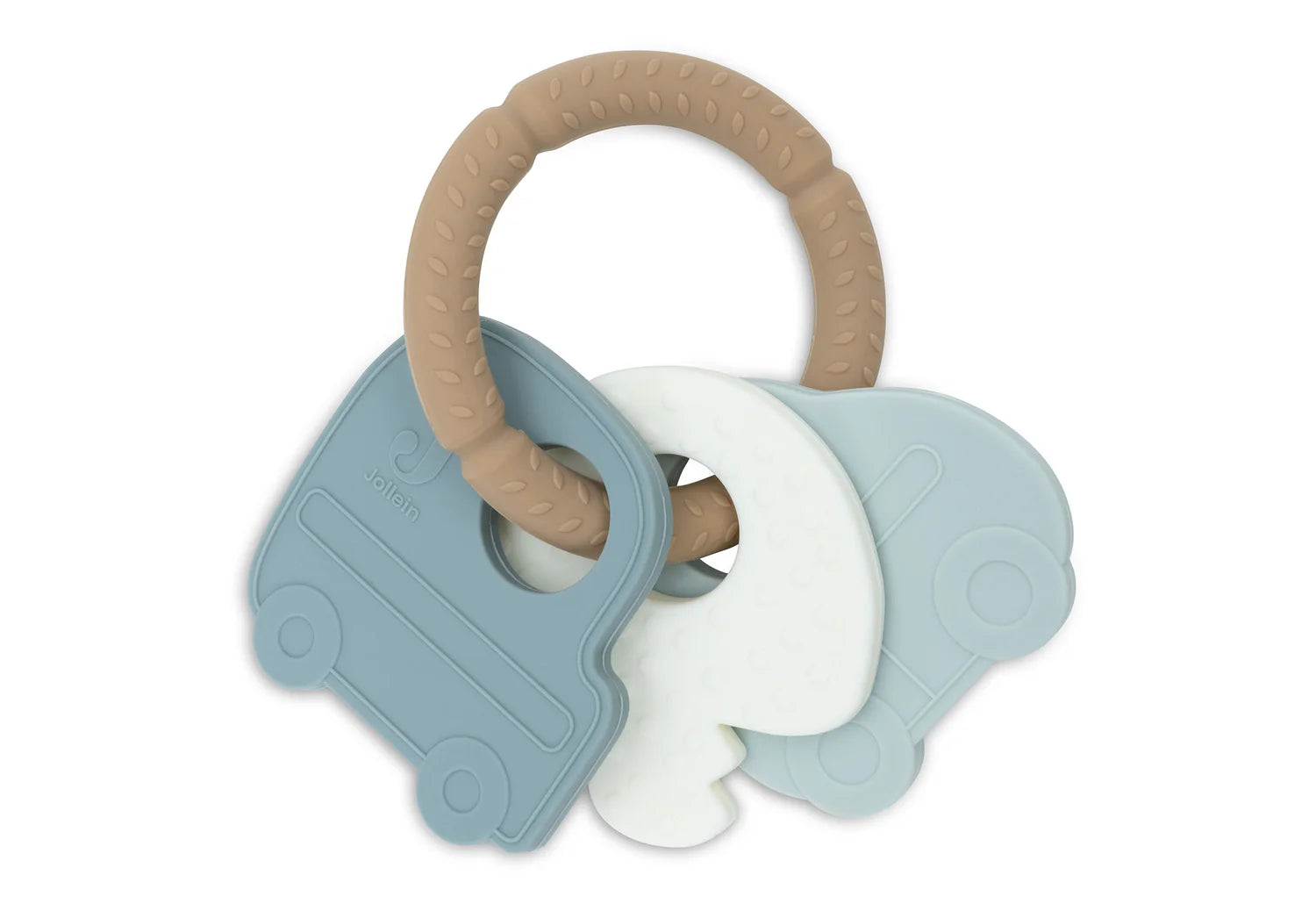 Jollein Beißring Schlüsselring On The Go Draufsicht – Babyspielzeug aus Silikon, Geschenk zur Geburt oder Babyparty
