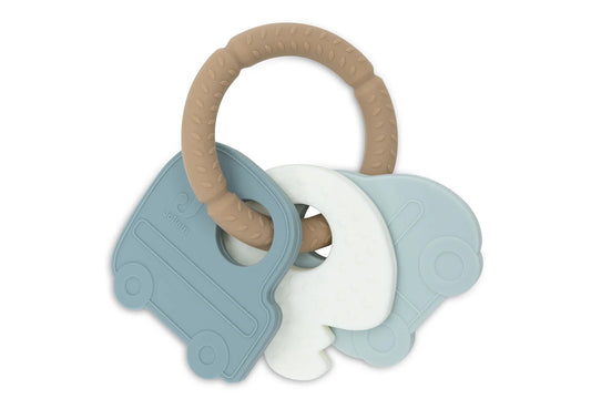 Jollein Beißring Schlüsselring On The Go Draufsicht – Babyspielzeug aus Silikon, Geschenk zur Geburt oder Babyparty