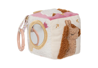 Jollein Fühlwürfel Flower Fairies mit Spiegel und Lama – Motorikspielzeug für Babys, Geschenk zur Geburt oder Babyparty