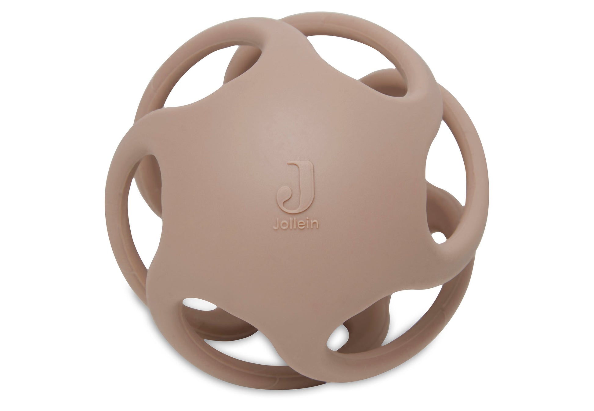 Silikonball von Jollein in Biscuit/Braun – Beißspielzeug für Babys, freigestellt