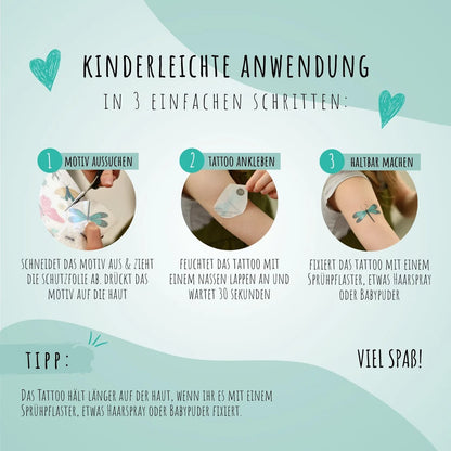 Kindertattoos "Du & Ich" mit Dinosauriern, Einhörnern und Mehr