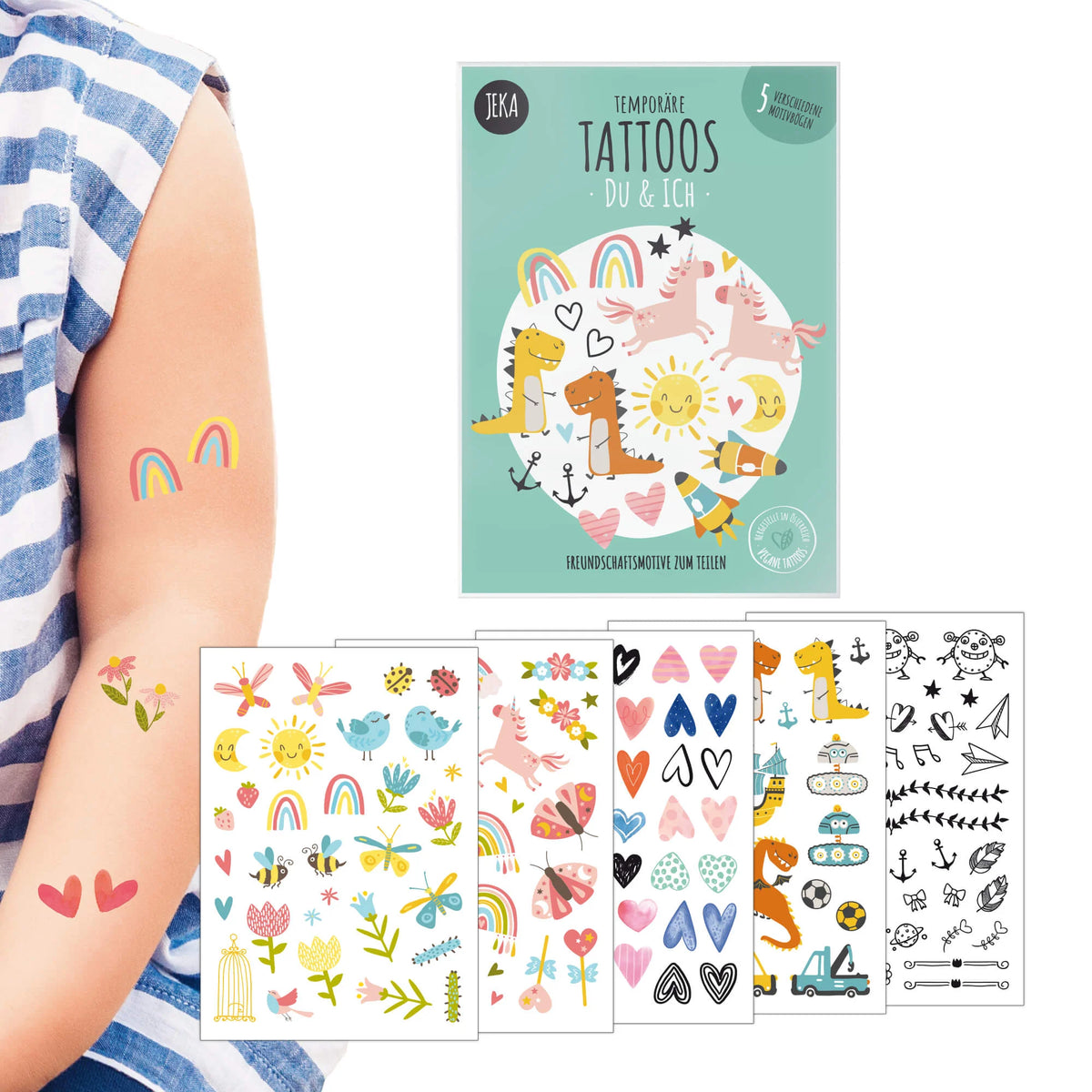 Kindertattoos "Du & Ich" mit Dinosauriern, Einhörnern und Mehr