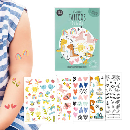 Kindertattoos "Du & Ich" mit Dinosauriern, Einhörnern und Mehr