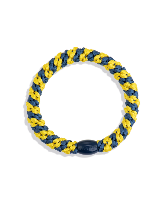 Kknekki Haargummi blau gelb – geflochtenes Spiral-Haargummi, perfekt für Schweden und Ukraine Fans
