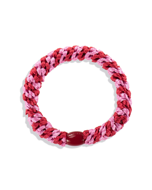 Kknekki Haargummi Bubblegum – rosa rot, geflochtenes Spiral-Haargummi für Kinder und Erwachsene