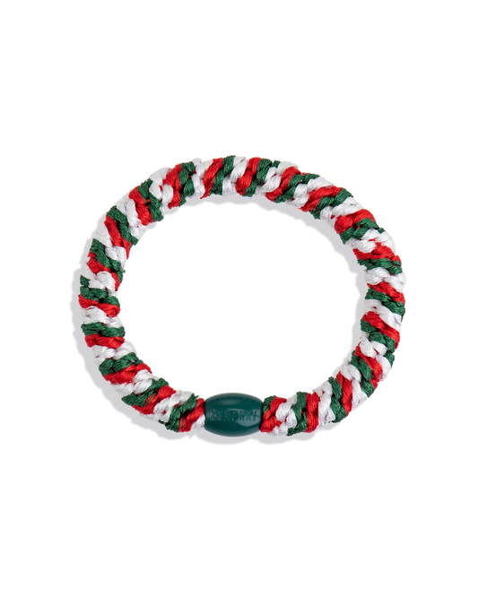 Kknekki Haargummi grün weiß rot – geflochtenes Spiral-Haargummi, perfekt für Italien und Mexiko Fans