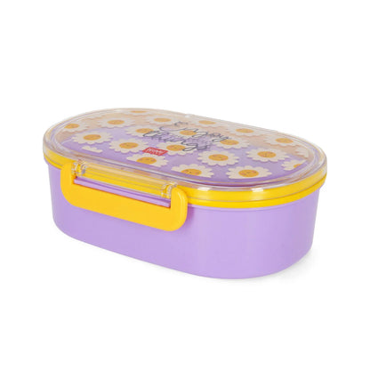 Legami Brotdose Snack & Go Daisy geschlossen mit transparentem Deckel und Gänseblümchen-Motiv – Lunchbox für Kinder zur Einschulung