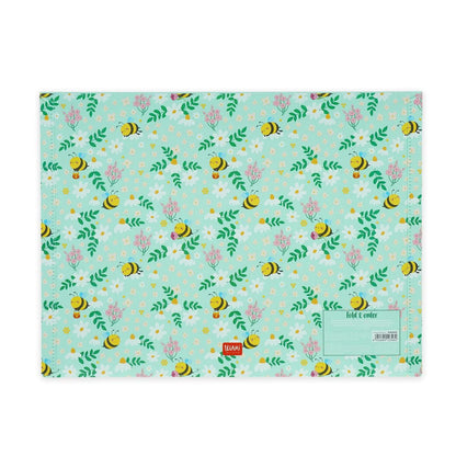 Legami Dokumentenmappe Bee DIN A4 Rückseite flach – mintgrünes Bienen-Muster mit Legami-Label, Schulmaterial zur Einschulung für die Schultüte