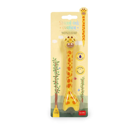 Legami Kugelschreiber Stand-Ink Ovation Giraffe mit Standfüß in der Originalverpackung – lustiger Stift als Geschenkidee zur Einschulung für die Schultüte