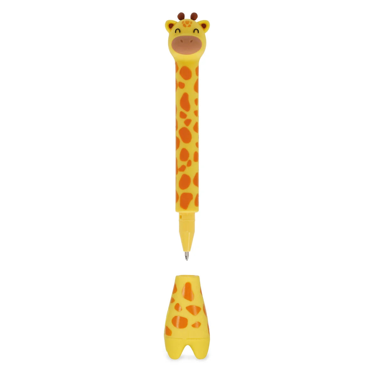 Legami Kugelschreiber Stand-Ink Ovation Giraffe – Stift und Standfüß als Einzelteile freigestellt, dunkelblauer Tier-Stift für Kinder zur Einschulung