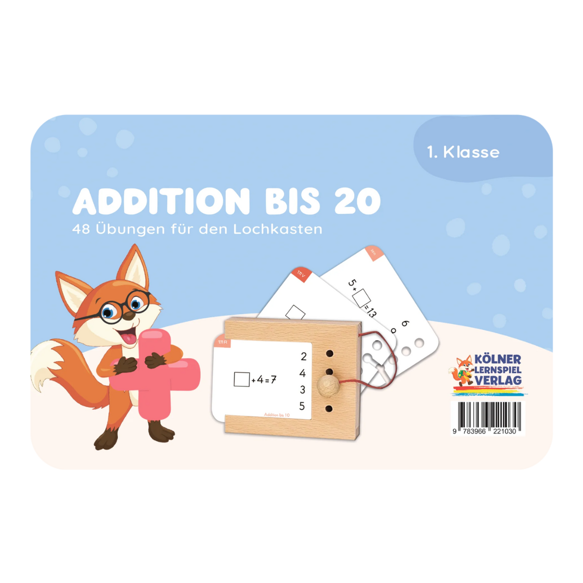 Kartensatz "Addition bis 20" vom Kölner Lernspielverlag für den Lochkasten – Lernkarten für die 1. Klasse, schöne Geschenkidee zum Schulstart oder Geburtstag