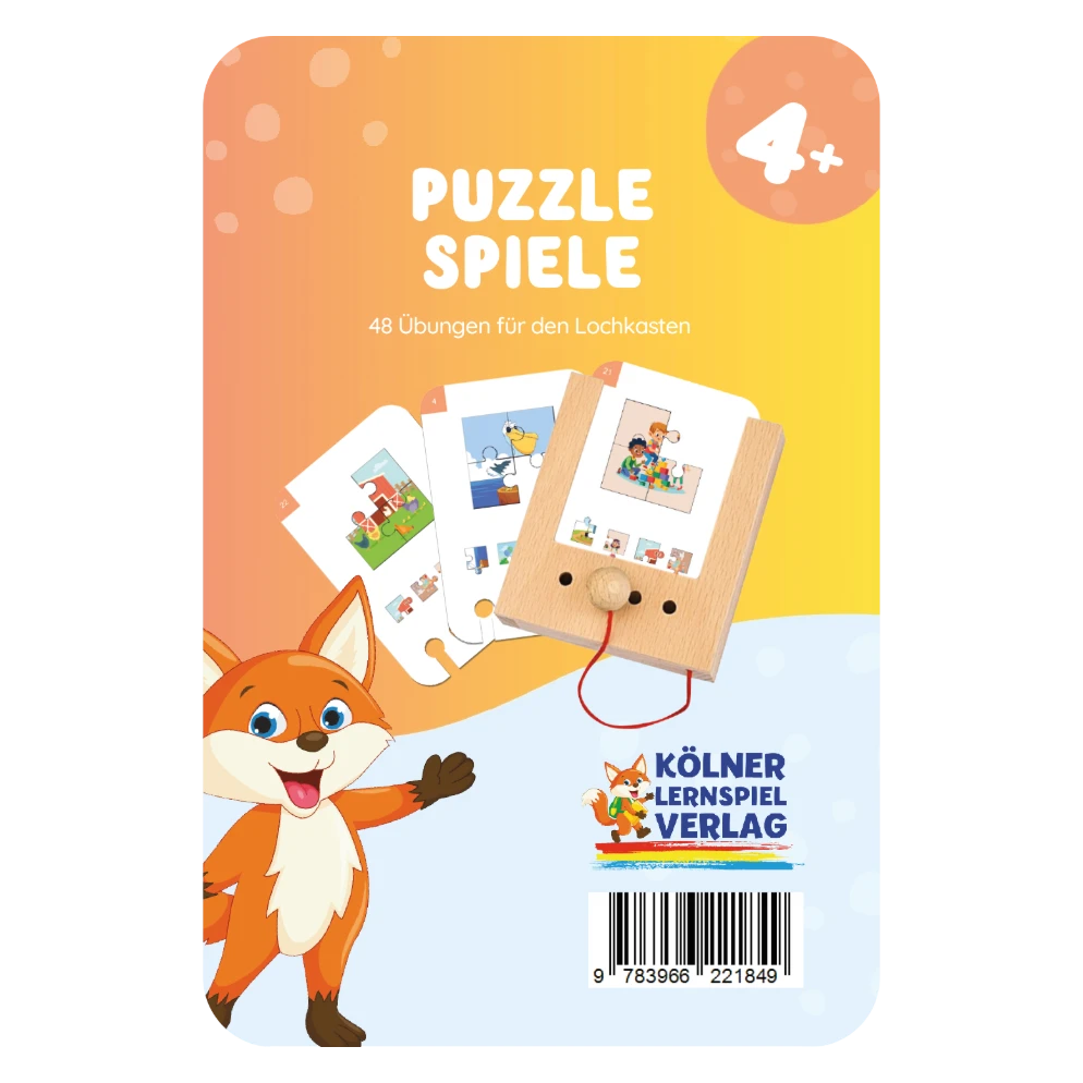 Kartensatz "Puzzle Spiele 4+" vom Kölner Lernspielverlag für den Lochkasten – Lernkarten ab 4 Jahren