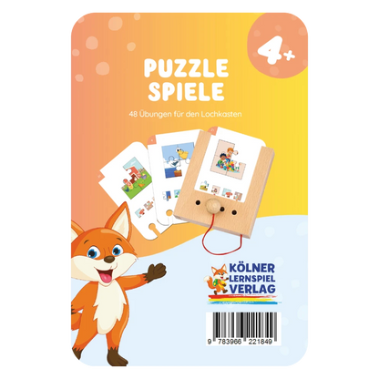 Kartensatz "Puzzle Spiele 4+" vom Kölner Lernspielverlag für den Lochkasten – Lernkarten ab 4 Jahren