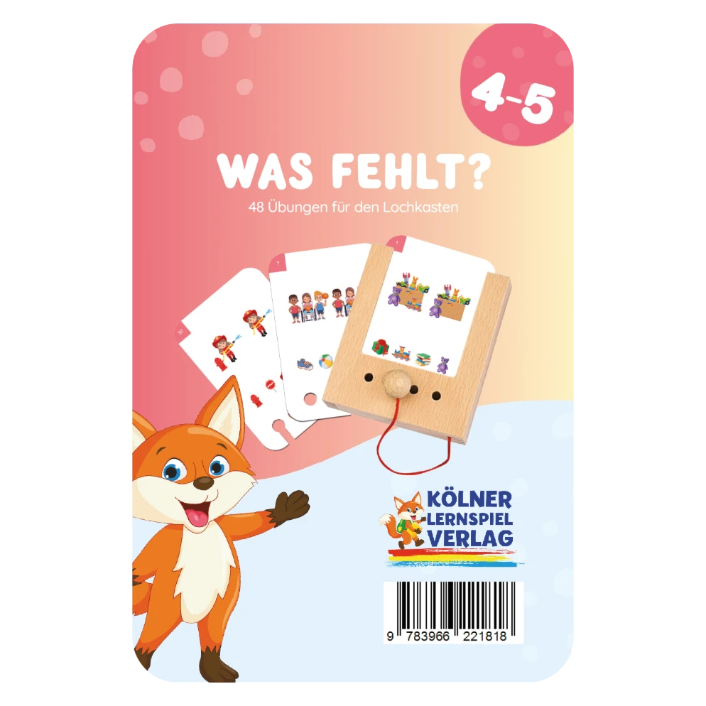 Kartensatz "Was fehlt 4-5+" vom Kölner Lernspielverlag für den Lochkasten – Lernkarten ab 4-5 Jahren