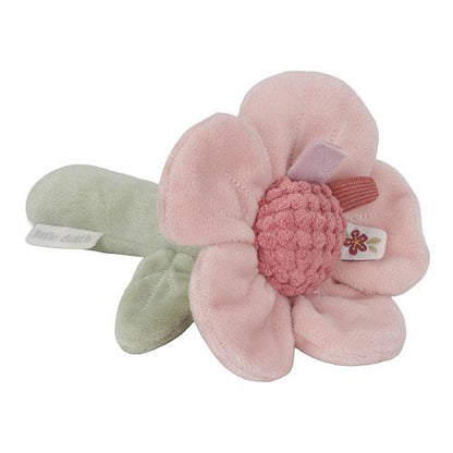 Little Dutch Blumen-Rassel aus der Fairy Garden Kollektion in Rosa – weiche Plüsch-Rassel für Babys ab 0 Monaten, ideale Geschenkidee zur Geburt
