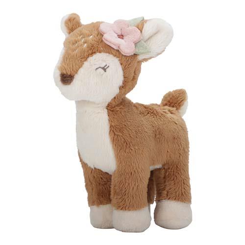 Little Dutch Reh-Kuscheltier aus der Fairy Garden Kollektion – weißes und braunes Plüsch-Rehkitz mit rosa Blüte am Ohr, ideal für Babys