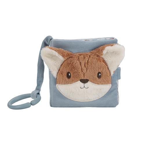 Little Dutch Buggybuch Forest Friends in Blau mit 3D-Fuchskopf und Ring zum Befestigen – Babybuch für Kinderwagen und Maxi-Cosi bei Burgfrollein
