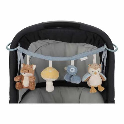 Little Dutch Kinderwagenkette Forest Friends in Blau mit Fuchs, Pilz, Vogel und Eule – Babyspielzeug zum Befestigen an Kinderwagen und Maxi-Cosi bei Burgfrollein