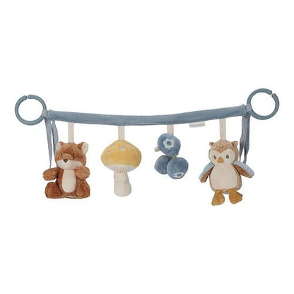 Little Dutch Kinderwagenkette Forest Friends in Blau mit Fuchs, Pilz, Vogel und Eule – Babyspielzeug mit Ringen zum Befestigen an Kinderwagen und Maxi-Cosi bei Burgfrollein