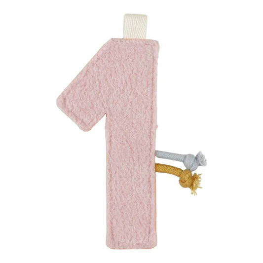 Little Dutch Geburtstagsgirlande Zahl 1 in Altrosa mit Teddy-Stoff – einzelnes Girlanden-Element zum Nachkaufen und Erweitern bei Burgfrollein