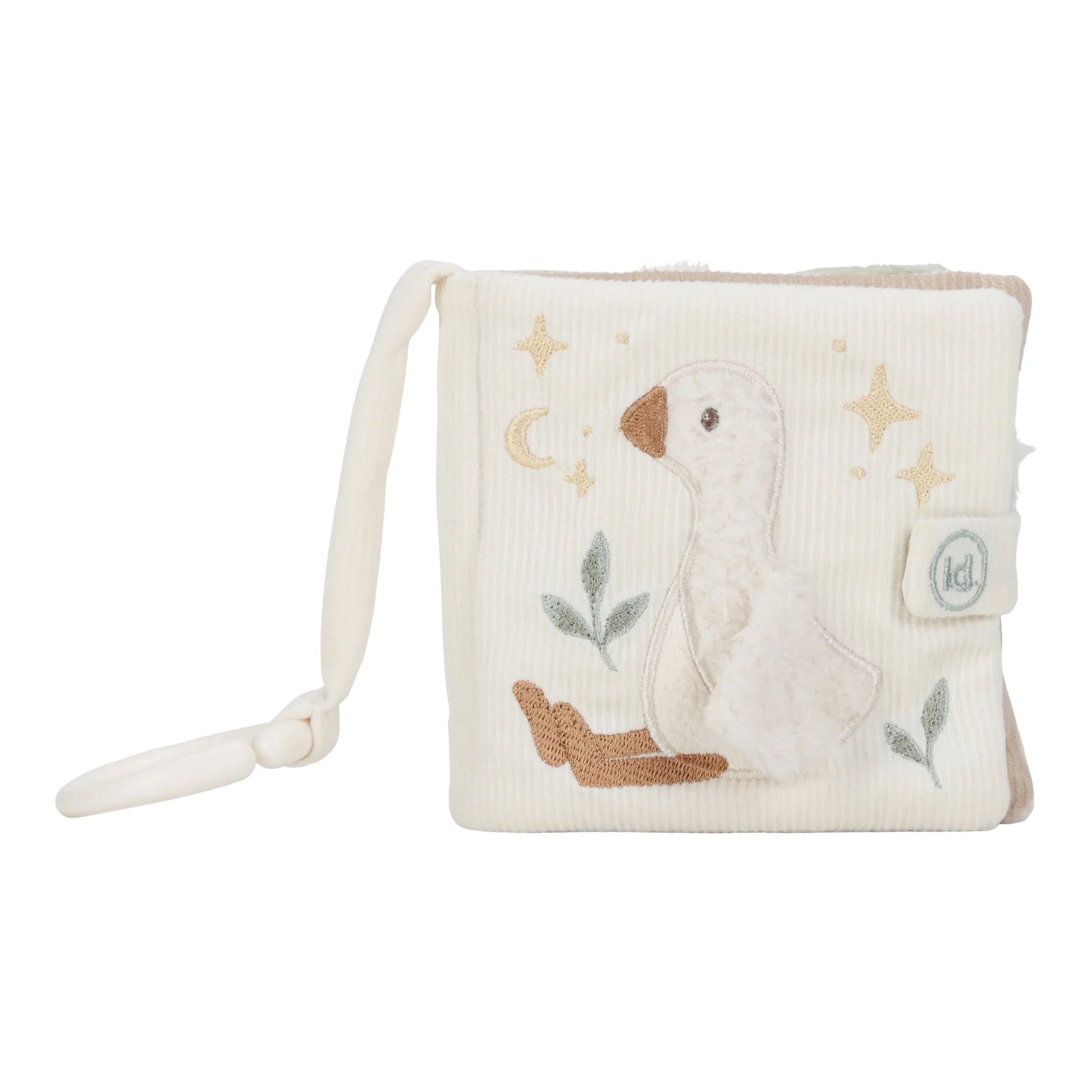 Little Dutch Buggybuch Newborn Naturals in Weiß mit Gans, Mond, Sternen und Blättern sowie Schlaufe zum Befestigen – Babybuch für Kinderwagen und Maxi-Cosi bei Burgfrollein