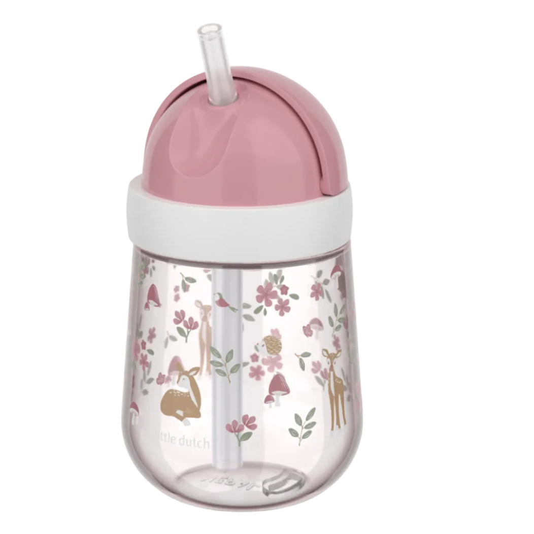 Little Dutch Strohhalmbecher Fairy Garden mit Feen- und Blumenmotiven, 300ml – zauberhaftes Geschenk zur Geburt oder zum Kitastart für kleine Mädchen