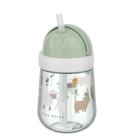Little Dutch Strohhalmbecher Little Farm mit Bauernhoftieren, 300ml – schönes Geschenk zur Geburt oder zum Kitastart für kleine Trinkanfänger
