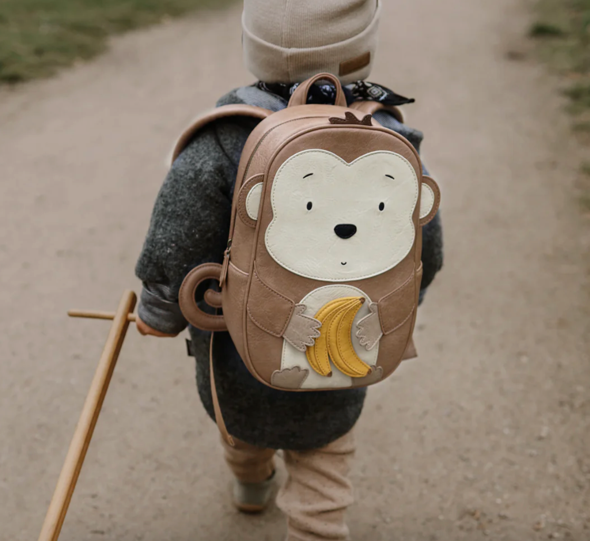 Little Who Rucksack Affe Momo groß mit Bananen-Patch – Kinderrucksack für Kita und Ausflug