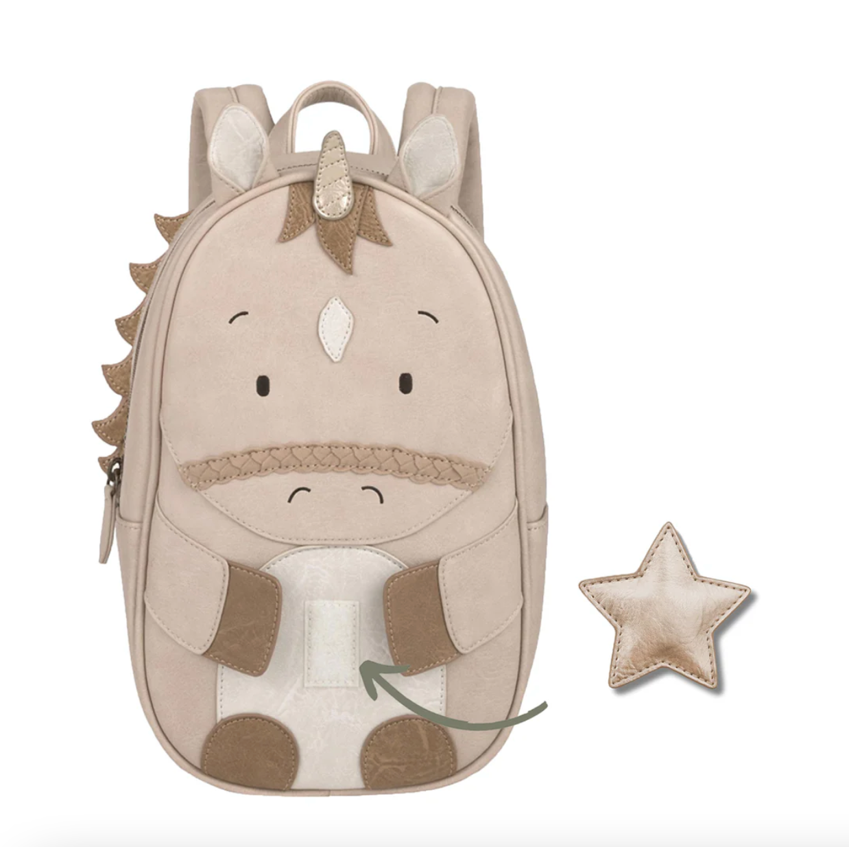 Little Who Rucksack Einhorn Elina groß mit abnehmbarem Sternpatch – Kinderrucksack für Kita und Ausflug