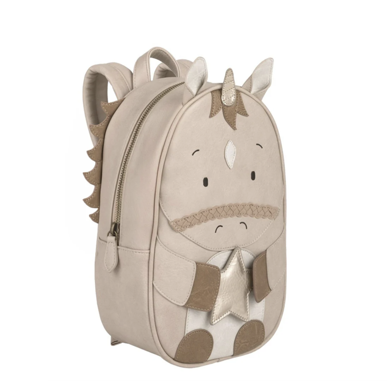 Little Who Rucksack Einhorn Elina groß Seitenansicht mit Sternpatch – Kinderrucksack für Kita und Ausflug