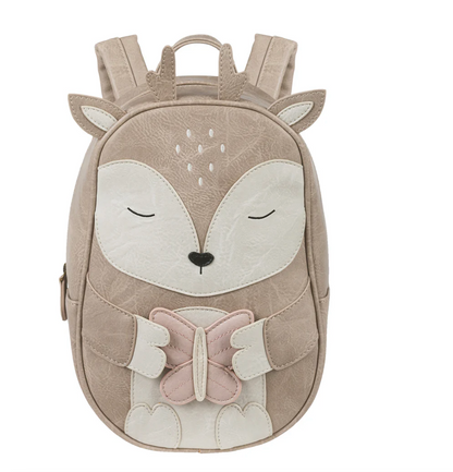 Little Who Rucksack Reh Alvy groß Detailansicht mit Schmetterlings-Patch – Kinderrucksack für Kita und Ausflug