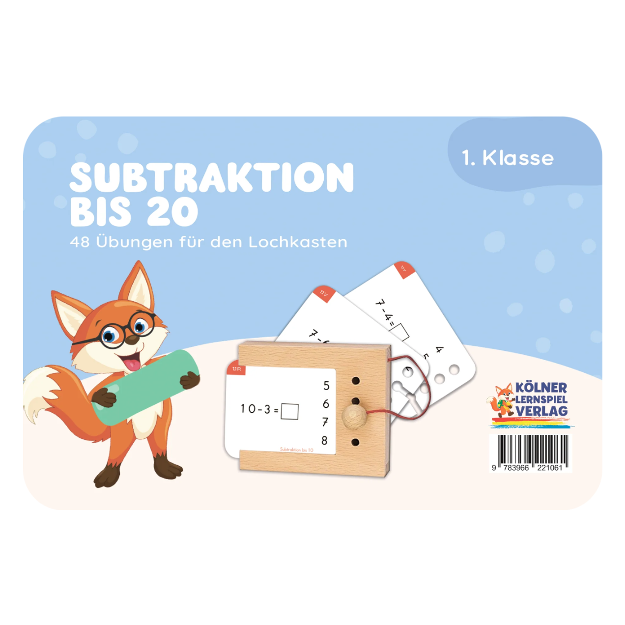 Kartensatz "Subtraktion bis 20" für den Lochkasten (1. Klasse)