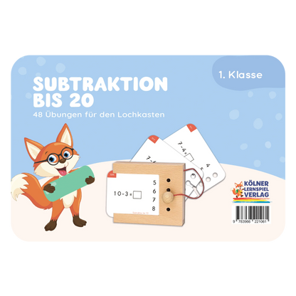 Kartensatz "Subtraktion bis 20" für den Lochkasten (1. Klasse)