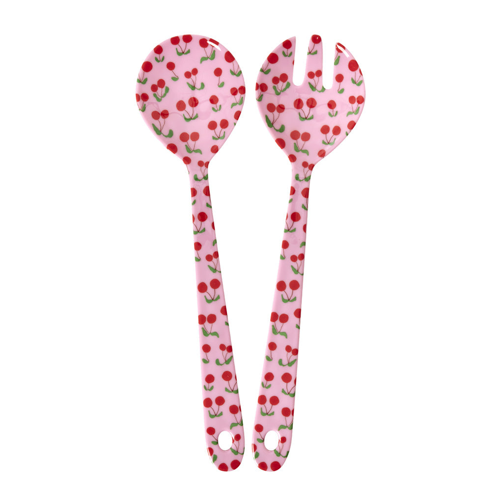 Salatbesteck "Pink Cherries" mit Kirschen-Motiv von Rice, 2-teilig