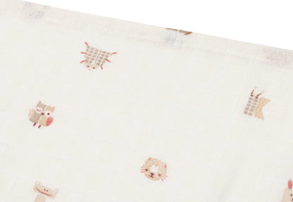 Mulltücher Animal Friends von Jollein im 3er Set – Stoffdetail mit niedlichen Tiermotiven