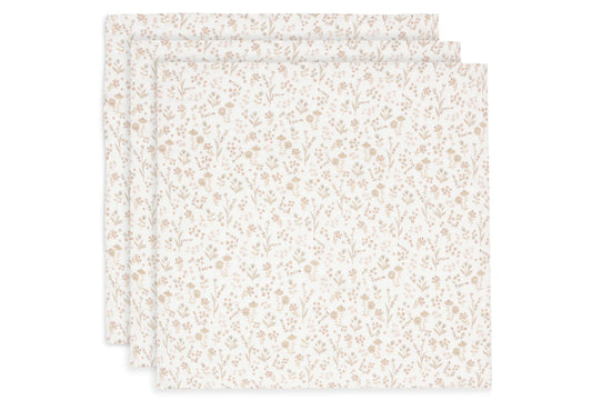 Mulltücher Bloomy von Jollein im 3er Set, gefaltet mit zartem Blumenmuster