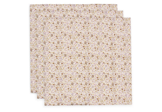 Mulltücher Flower Fairies von Jollein im 3er Set, gefaltet mit buntem Blumenmuster