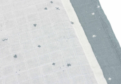 Mulltücher Twinkling in Sea Green von Jollein im 3er Set – Stoffdetail mit zartem Sternmuster