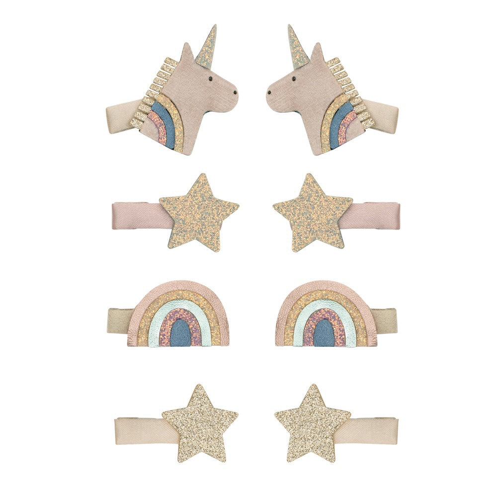 Kleine Einhorn-Haarspangen von Mimi & Lula, 8er-Set