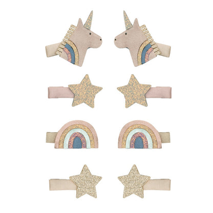 Kleine Einhorn-Haarspangen von Mimi & Lula, 8er-Set