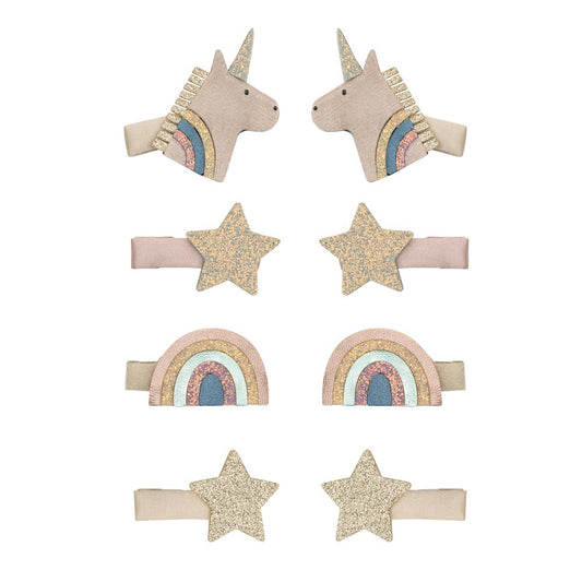 Kleine Einhorn-Haarspangen von Mimi & Lula, 8er-Set