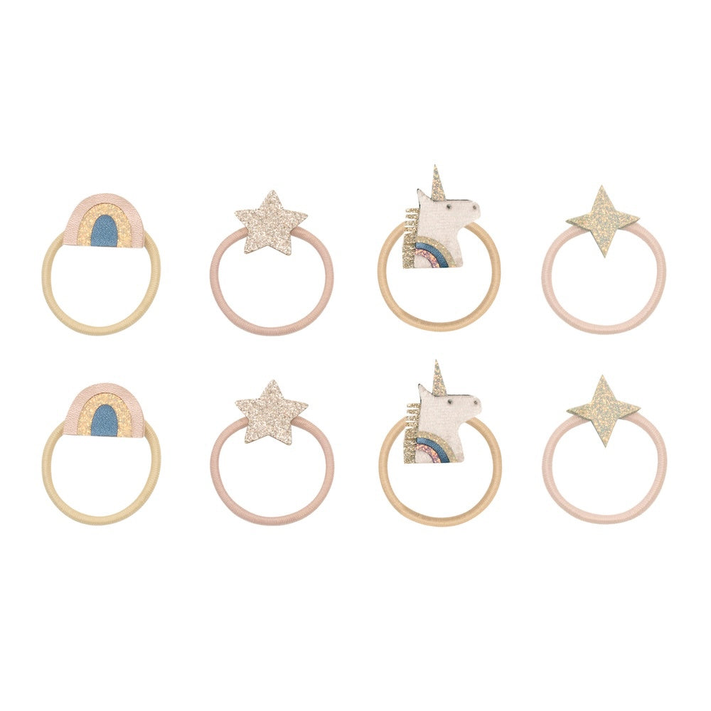 Kleine Haargummis mit Einhorn-Motiv von Mimi & Lula, 8er Set