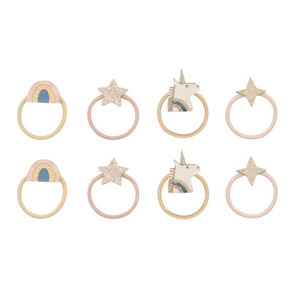 Kleine Haargummis mit Einhorn-Motiv von Mimi & Lula, 8er Set