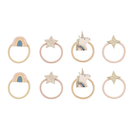 Kleine Haargummis mit Einhorn-Motiv von Mimi & Lula, 8er Set