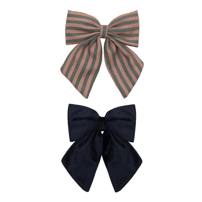 Große Schleifen für das Haar, 2er Set (Blau & Gestreift)