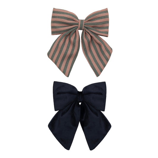 Große Schleifen für das Haar, 2er Set (Blau & Gestreift)