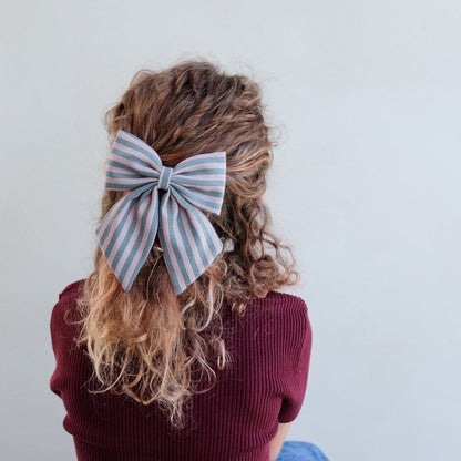 Große Schleifen für das Haar, 2er Set (Blau & Gestreift)